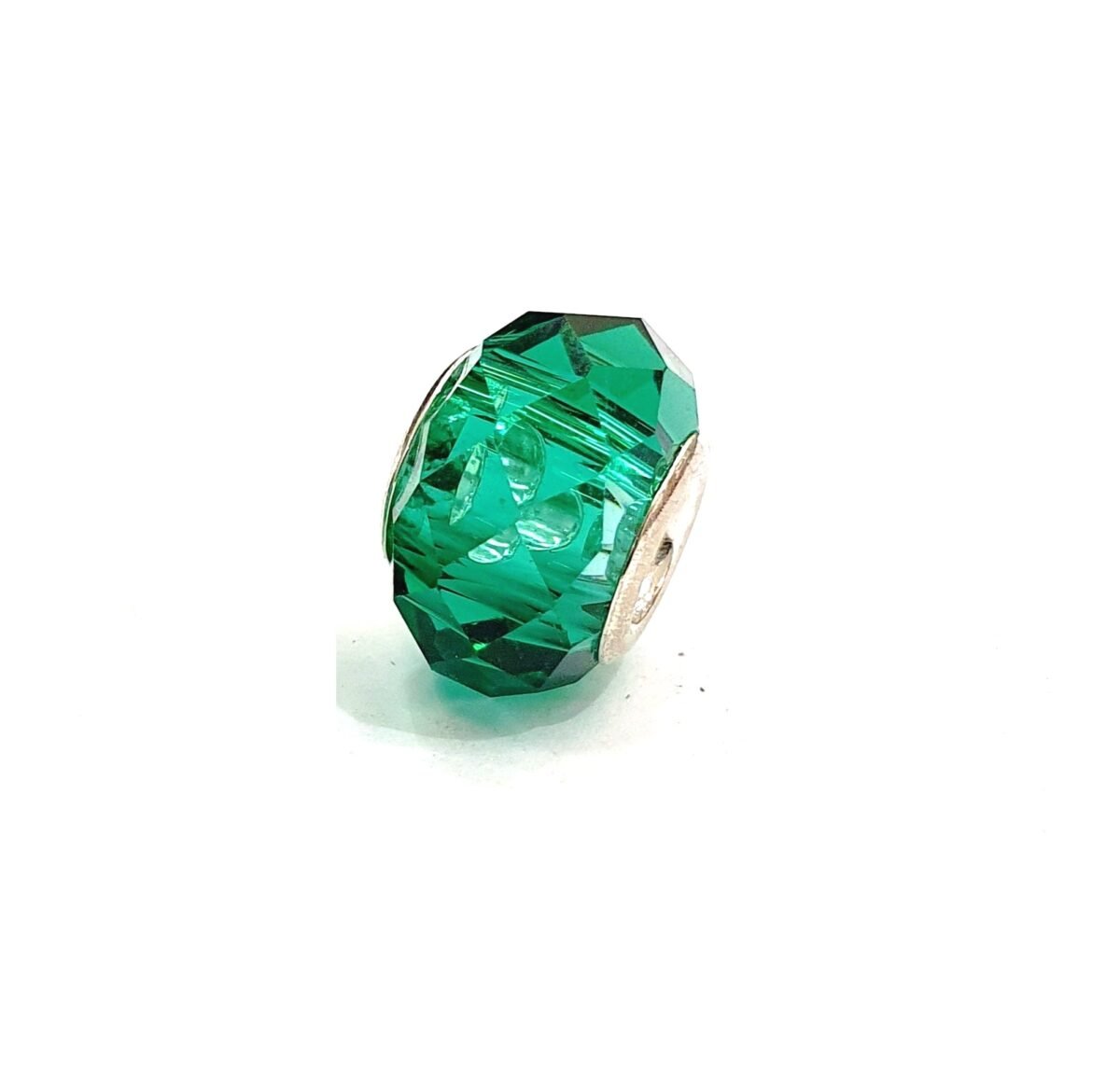 Berloque Círculo com Murano Verde Lapidado banhado a prata 950