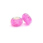 Berloque Círculo com Murano Rosa Claro banhado a prata 950