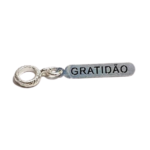 Berloque Placa Gratidão banhado a prata 950