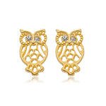 Brinco Fixo Coruja Cravejada com Zircônias Banhado a ouro 18 k