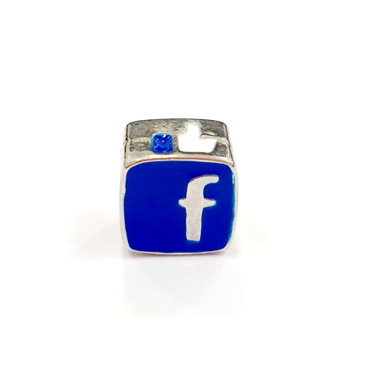 Berloque Facebook Resinado banhado a prata 950