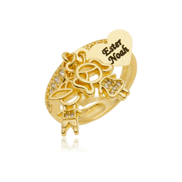 Anel Personalizado Filho(a) banhado a ouro 18 k