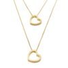 Colar Duplo Corações Zircônias banhado a ouro 18k