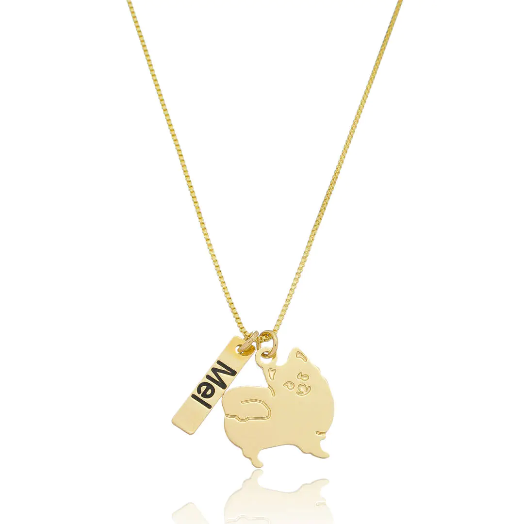 Colar Personalizado Cachorro banhado a ouro 18 k