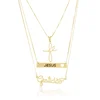Colar Personalizado Triplo Nome, Fé, Gratidão banhado a ouro 18K