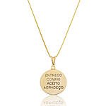 Colar Medalha Entrego, Confio, Aceito, Agradeço banhado a ouro 18k