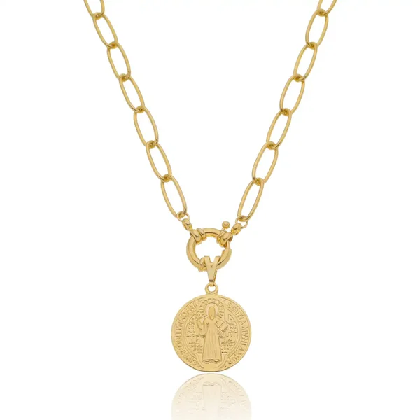 Colar São Bento banhado a ouro 18 k