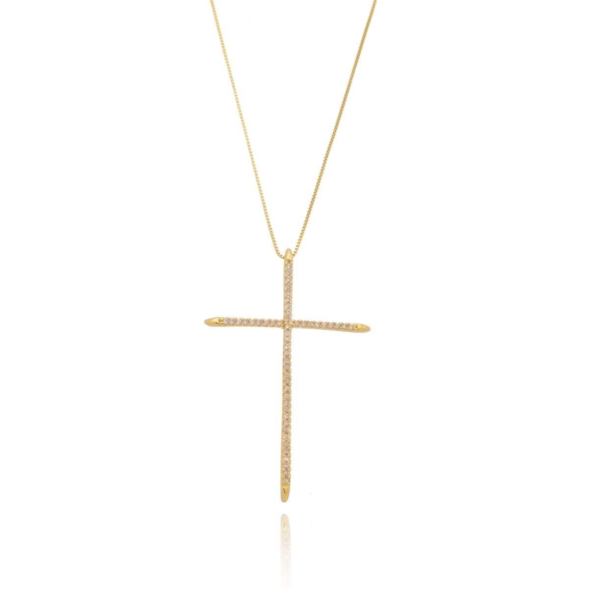 Colar Cruz cravejada com zircônias Banhados a ouro 18k