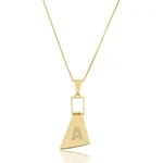 Colar Letra Zircônia Placa Personalizado banhado a ouro 18k