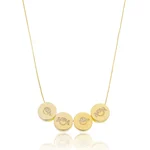 Colar Filho(a) Medalha Redonda de Zircônias banhado a ouro 18k