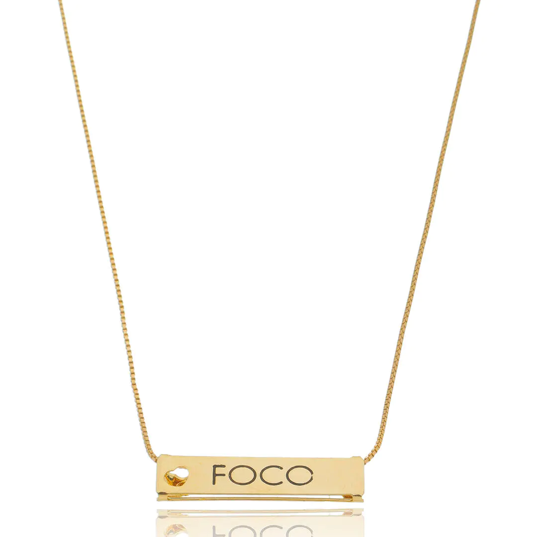 Colar 3 Lados Foco Força Fé banhado a ouro 18 k