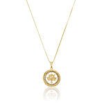 Colar Medalha Pomba Cravejada com zircônias Banhados a ouro 18k