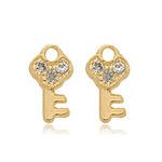 Brinco Fixo Chave Cravejado com Zircônias banhado a ouro 18k