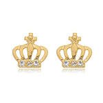 Brinco Coroa Cravejada com Zircônias banhado a ouro 18k