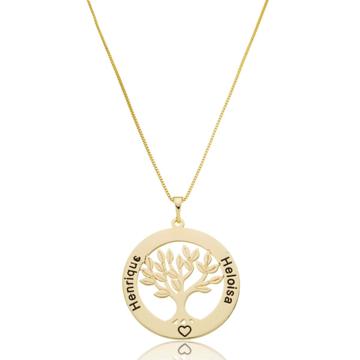 Colar Personalizado Arvore da Vida até 4 Nomes Resinada banhado a ouro 18 k