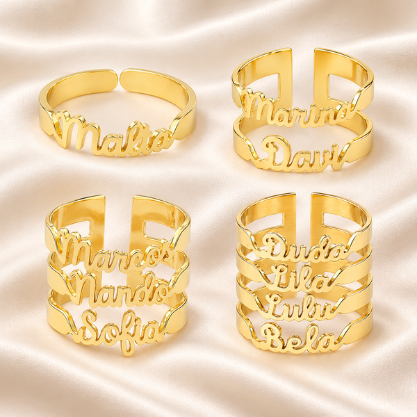Anel Personalizado até 4 Nomes banhado a ouro 18 k