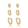 Brinco Argolas 3 Furos Cravejadas com Zircônias banhados a ouro 18 K