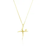 Colar Fé Cravejado com Zircônias banhado a Ouro 18k