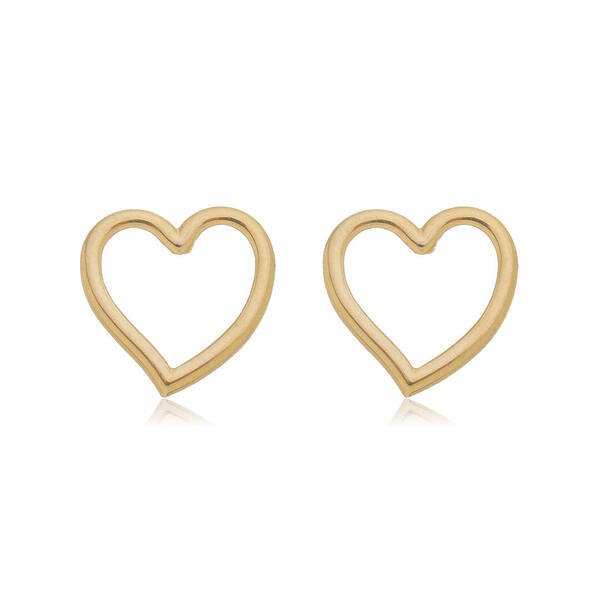 Brinco Fixo Coração Vazado Curvo banhado a ouro 18 K