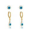 Brinco 2 Furos Olho Grego banhado a ouro 18 K