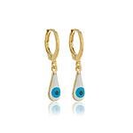 Brinco Argola Gota Olho Grego banhado a ouro 18 K