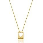 Colar Coração Placa Delicada banhado a Ouro 18k