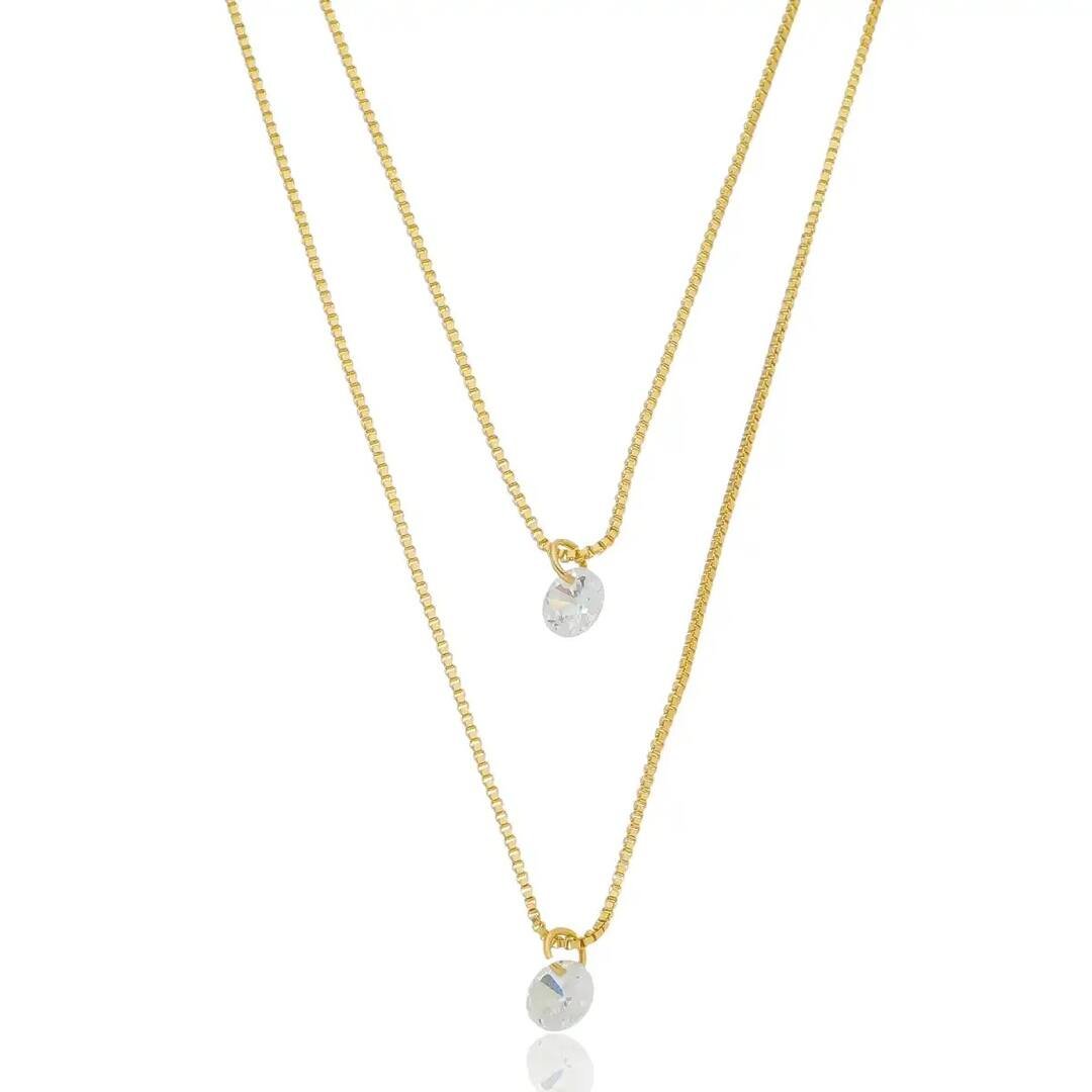 Colar Ponto de Luz Duplo banhado a Ouro 18k