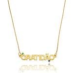 Colar Gratidão Pedras Coloridas banhado a ouro 18 k