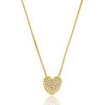 Colar Coração Pequeno Cravejado com Zircônias banhado a Ouro 18k