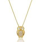 Colar Coruja de Zircônias banhado a ouro 18k