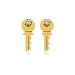 Brinco Fixo Chave com Zircônia banhado a ouro 18k
