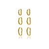 Brinco Argolas Corações 3 Furos Cravejadas com Zircônias banhados a ouro 18 K