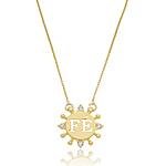 Colar Fé Círculo Cravejado com Zircônias banhado a ouro 18 k