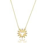 Colar Pomba Círculo Cravejado com Zircônias banhado a ouro 18 k