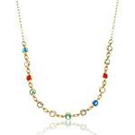 Colar Choker Zircônias Coloridas Banhado a ouro 18k