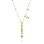 Colar Gratidão Paz e Cruz banhado a ouro 18 k