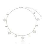 Colar Choker Corações e Zircônias Banhado a prata 950