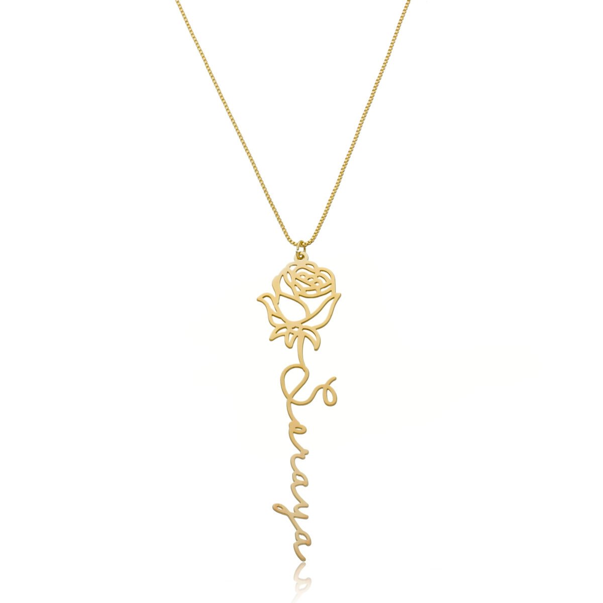 Colar Personalizado Nome na Rosa banhado a ouro 18 k