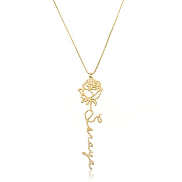 Colar Personalizado Nome na Rosa banhado a ouro 18 k