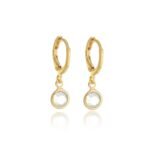 Brinco Argola Ponto de Luz Cravejado com Zircônias banhado a ouro 18k