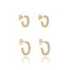Brinco Argolas 2 Furos Cravejadas com Zircônias banhados a ouro 18 K