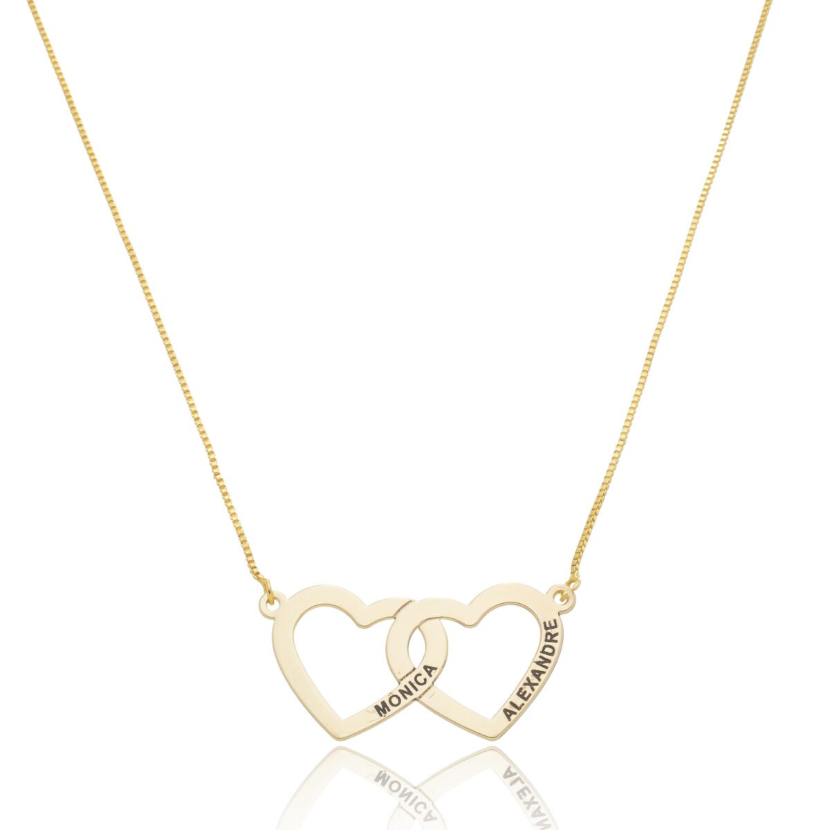 Colar Personalizado 2 Corações banhado a ouro 18k