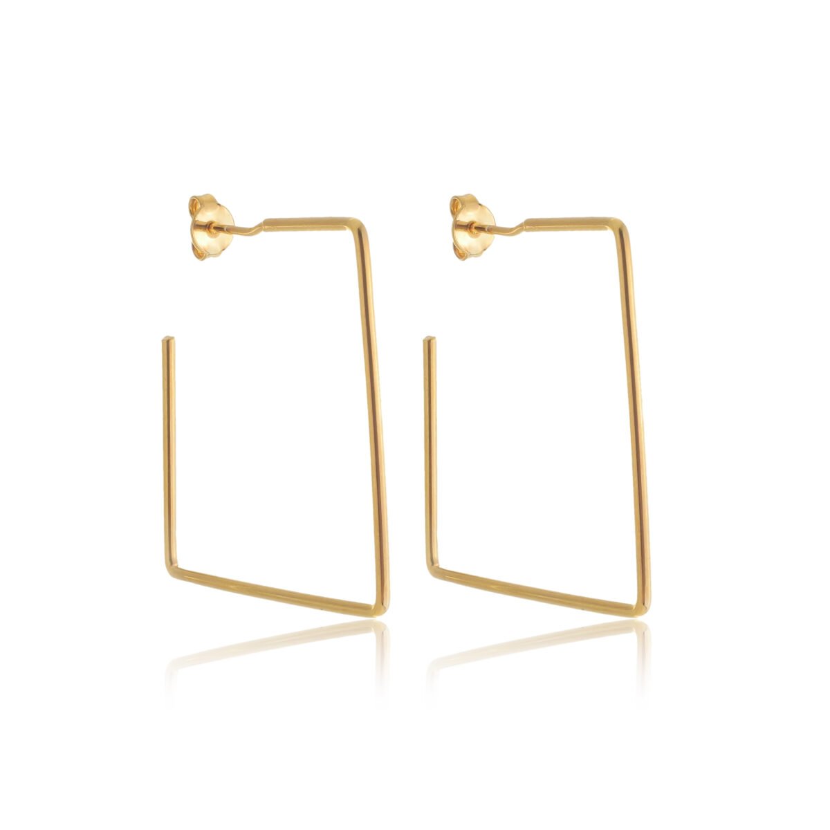 Brinco Argola Quadrado Lisa Banhado a ouro 18 k