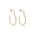 Brinco Argola Média Coração Lisa Banhado a ouro 18 k