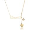 Colar Personalizado Gravata Amor Coração e Letra Cravejada com Zircônias banhado a Ouro 18k