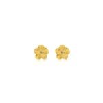 Brinco Fixo Flor Miolo Cravejado com Zircônias banhado a ouro 18k