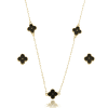 Conjunto Colar e Brinco Vintage Trevo Várias Cores banhado a ouro 18k