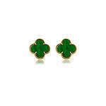 Brinco Vintage Trevo Verde banhado a ouro 18k