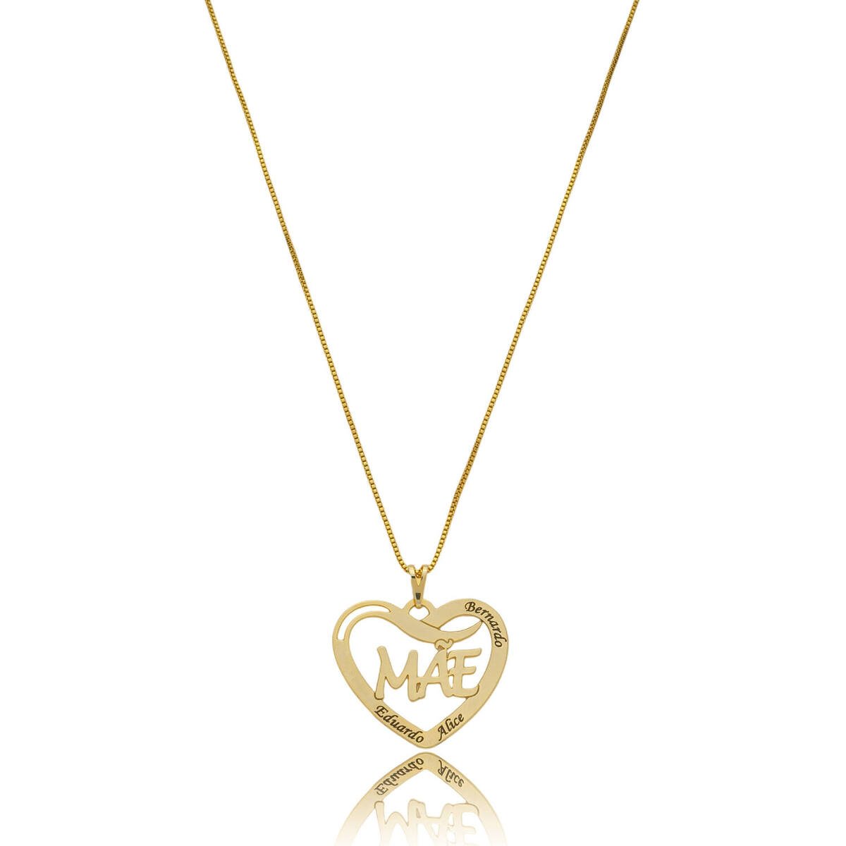 Colar Personalizado Coração Mãe até 3 Nomes Banhado a Ouro 18k