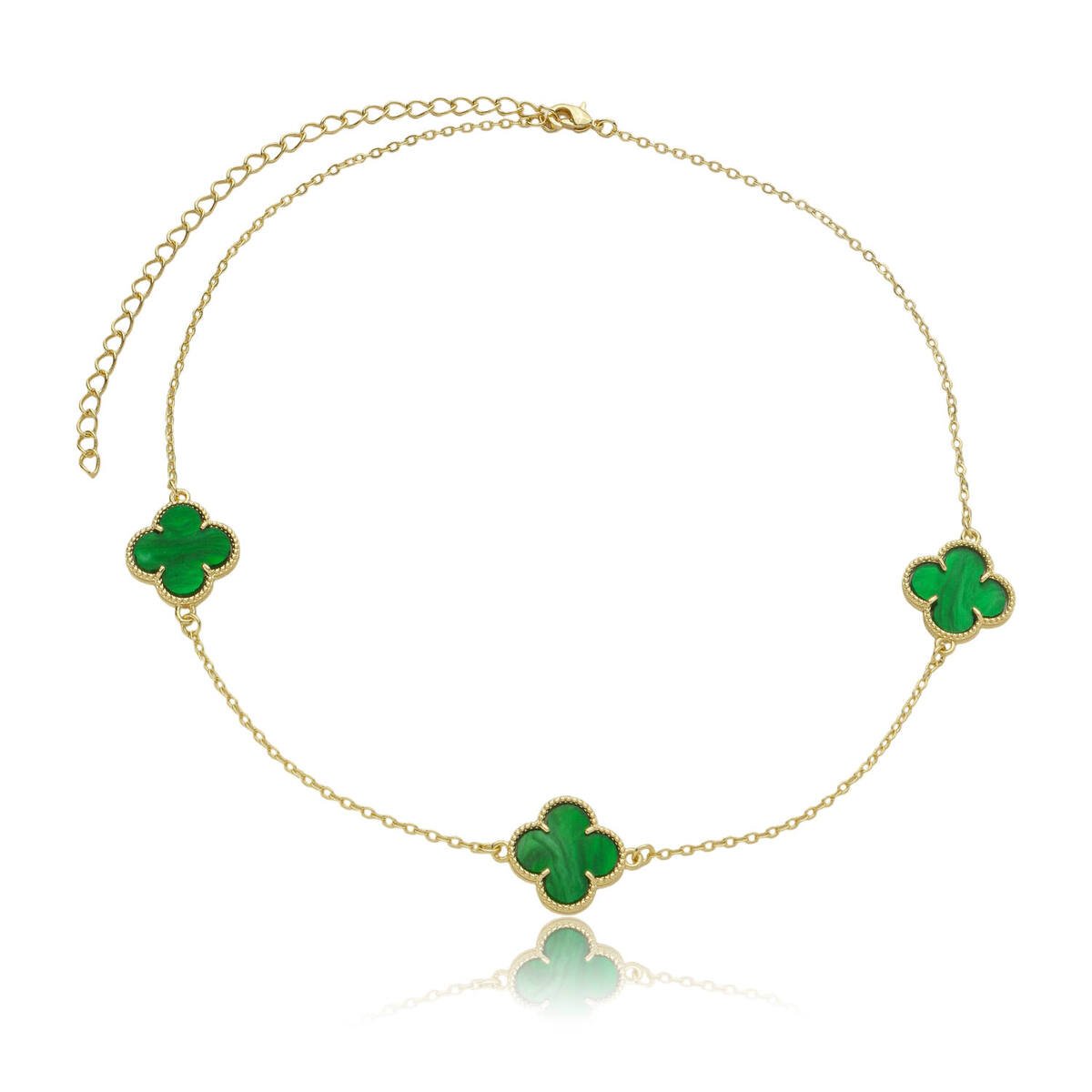 Colar Vintage Trevo Verde banhado a ouro 18k